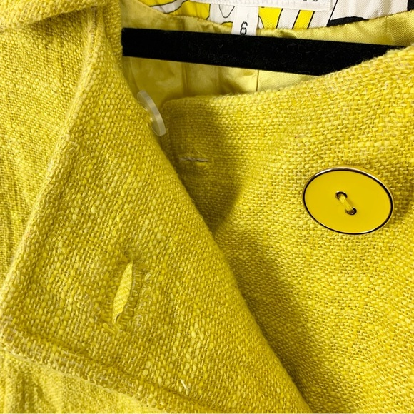 Milly New York Yellow Triple Button Double Breasted Twee Tweed Coat Blazer 6 - Picture 4 of 13
